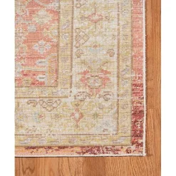 Kirklands Home Area Rugs|Salmon Vintage Border Runner Pink