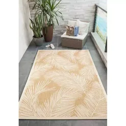 Kirklands Home Outdoor Rugs|Sand Cabo Palm Indoor/Outdoor Rug, 4x7