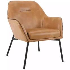Kirklands Home Accent Chairs|Sand Faux Leather Scoop Accent Chair Tan