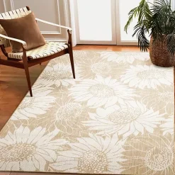 Kirklands Home Outdoor Rugs|Sand Floral Blooms Outdoor Area Rug, 4x7