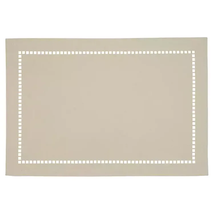 Kirklands Home Table Linens|Sand Laser-Cut Hemstitch Placemats, Set of 4 Ivory