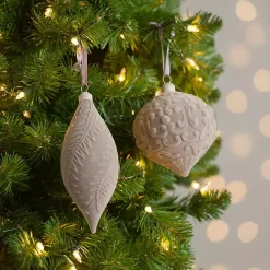 Discount Sand Velvet Patterned Ornaments, Set of 2 Christmas Ornaments