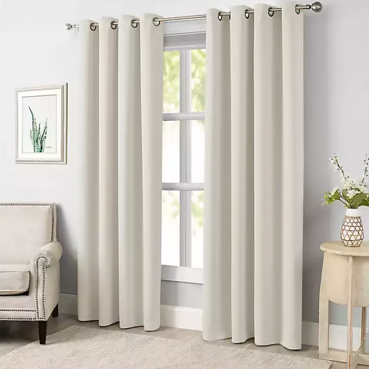Kirklands Home Curtains & Drapes|Sandy Beige Blackout Curtain Panel Set, 108 in. Tan