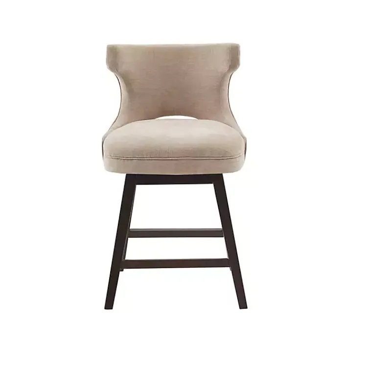 Kirklands Home Bar Stools & Counter Height Stools|Sandy Beige Curve Back Swivel Counter Stool Tan