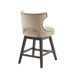 Kirklands Home Bar Stools & Counter Height Stools|Sandy Beige Curve Back Swivel Counter Stool Tan