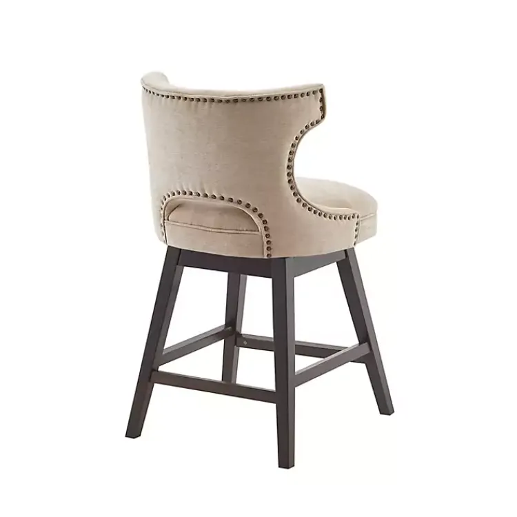 Kirklands Home Bar Stools & Counter Height Stools|Sandy Beige Curve Back Swivel Counter Stool Tan