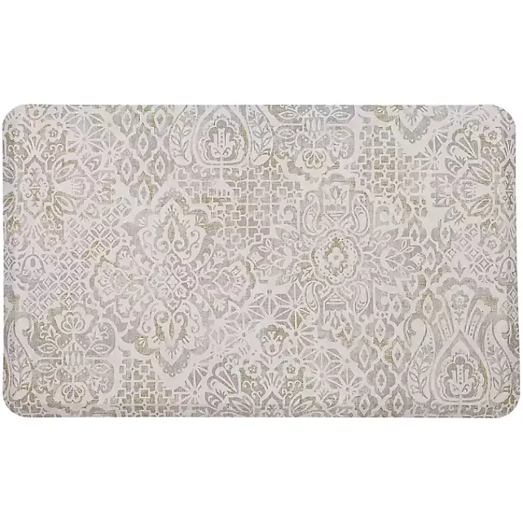 Kirklands Home Kitchen & Floor Mats|Sandy Beige Damask Nouveau Kitchen Mat