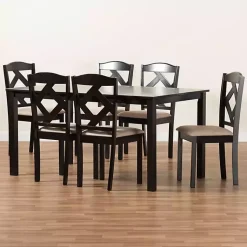 Kirklands Home Dining Tables|Sandy Beige Diamond Back 7-pc. Dining Set