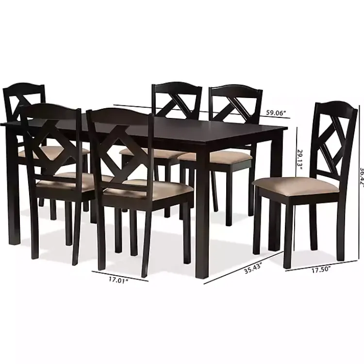 Kirklands Home Dining Tables|Sandy Beige Diamond Back 7-pc. Dining Set
