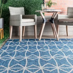 Kirklands Home Outdoor Rugs|Sanford Blue Geometric Shapes Outdoor Rug, 8x10