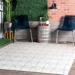 Kirklands Home Outdoor Rugs|Sanford Light Gray Geometric Outdoor Rug, 8x10
