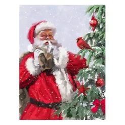 Online Santa and a Cardinal Canvas Art Print Christmas Art & Wall Decor