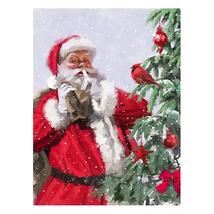Online Santa and a Cardinal Canvas Art Print Christmas Art & Wall Decor