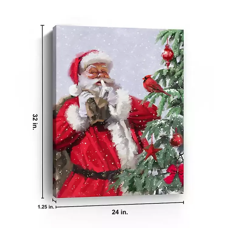 Online Santa and a Cardinal Canvas Art Print Christmas Art & Wall Decor