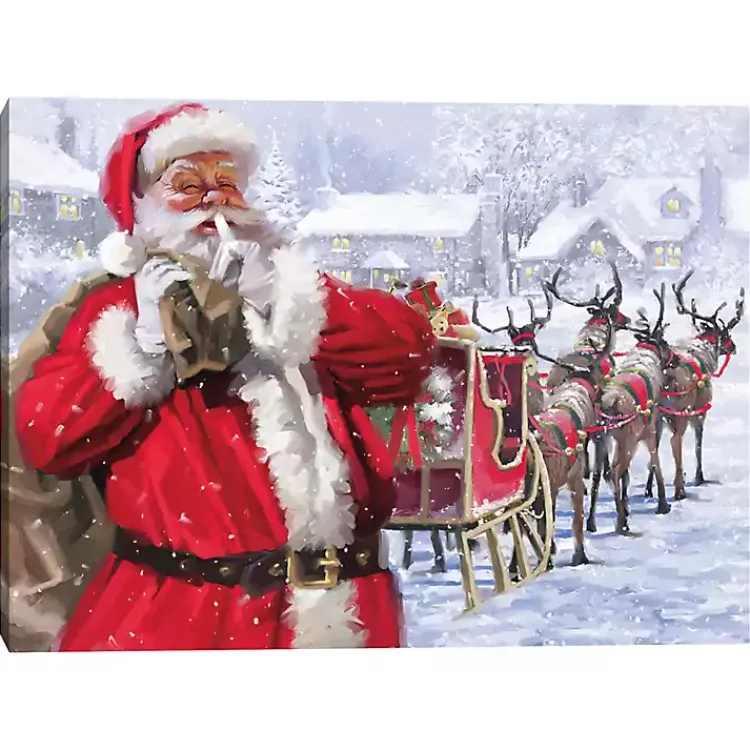 Online Santa and His Sleigh Canvas Art Print Christmas Art & Wall Decor