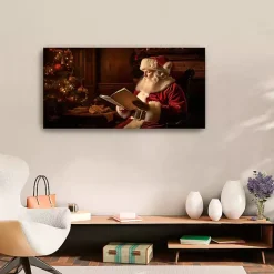 Sale Santa and List Canvas Art Print Christmas Art & Wall Decor