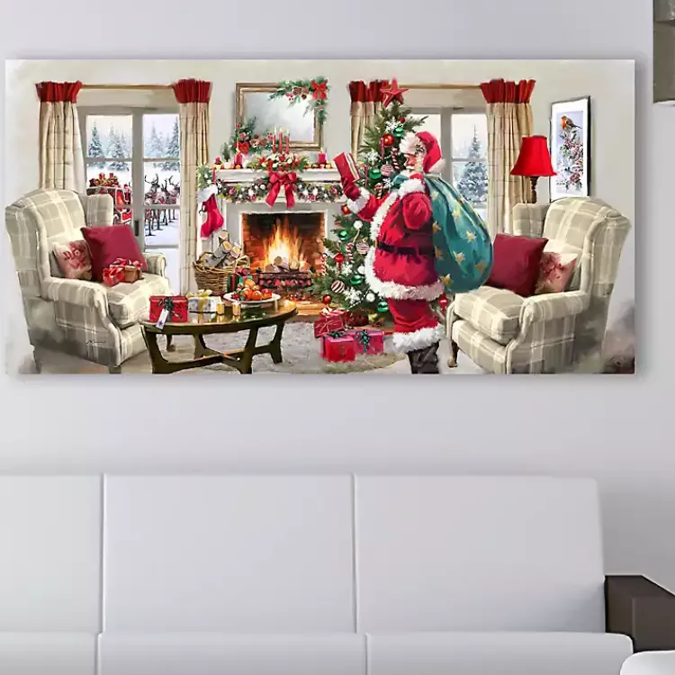 Online Santa at Home Panoramic Canvas Art Print Christmas Art & Wall Decor