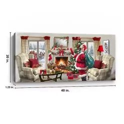 Online Santa at Home Panoramic Canvas Art Print Christmas Art & Wall Decor