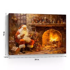 Discount Santa by the Fire Canvas Art Print Christmas Art & Wall Decor