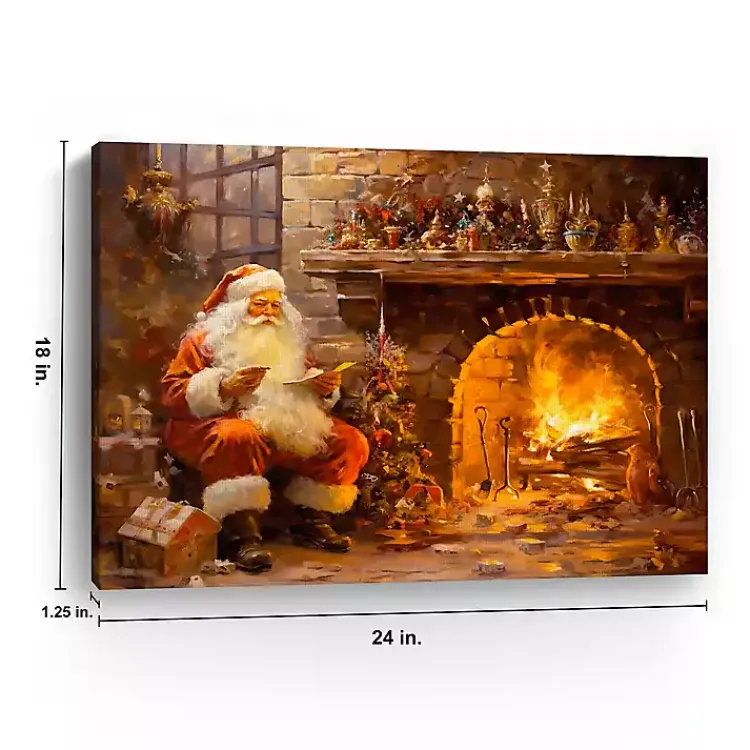 Discount Santa by the Fire Canvas Art Print Christmas Art & Wall Decor