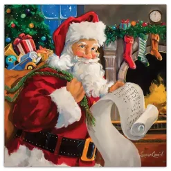Outlet Santa Checking His List Canvas Art Print Christmas Art & Wall Decor