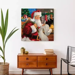Outlet Santa Checking His List Canvas Art Print Christmas Art & Wall Decor