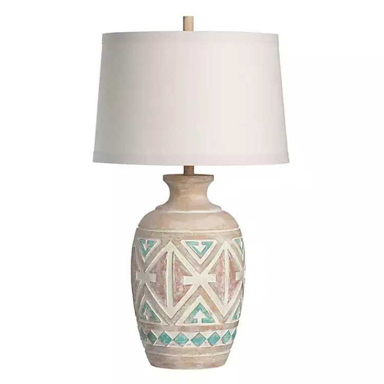 Kirklands Home Table Lamps|Santa Fe Carved Motif Table Lamp Tan