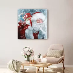 Sale Santa Gifts & Snowflakes Canvas Print, 30x30 in. Christmas Art & Wall Decor