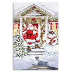 Best Santa on a Snowy Porch Canvas Art Print Christmas Art & Wall Decor