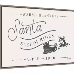 Outlet Santa Sleigh Rides Gray Framed Canvas Art Print Christmas Art & Wall Decor