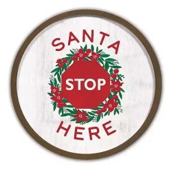 Online Santa Stop Here Brown Framed Wall Plaque Christmas Art & Wall Decor