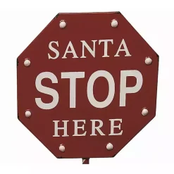 Discount Santa Stop Here Metal Outdoor Sign Outdoor Christmas Decorations