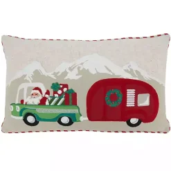 Clearance Santa Truck and Trailer Lumbar Pillow Christmas Pillows