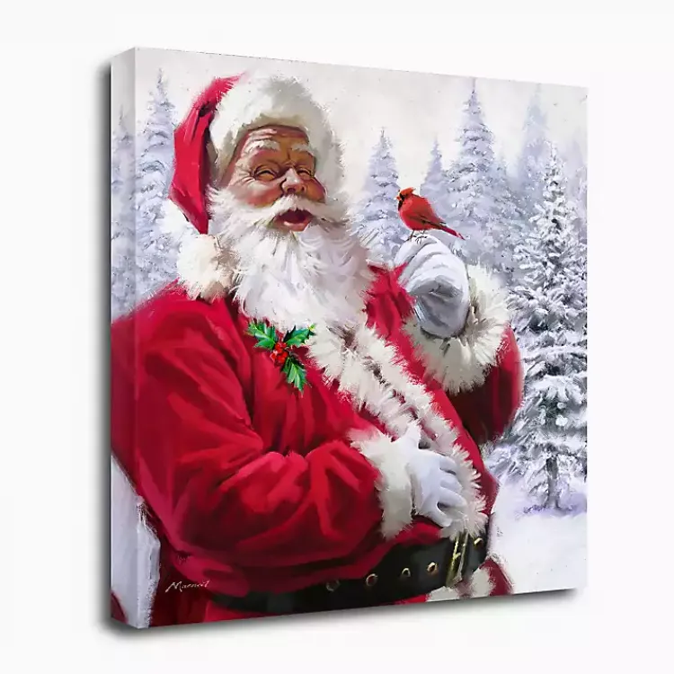 Outlet Santa with Cardinal Canvas Art Print Christmas Art & Wall Decor