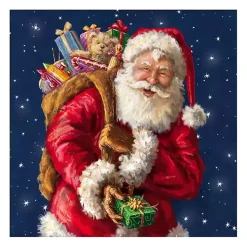 Online Santa with Gifts and Stars Canvas Art Print Christmas Art & Wall Decor