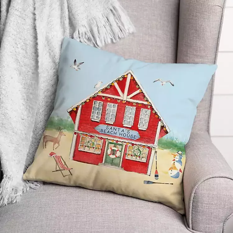 Discount Santa's Beach House Indoor/Outdoor Pillow Outdoor Christmas Decorations