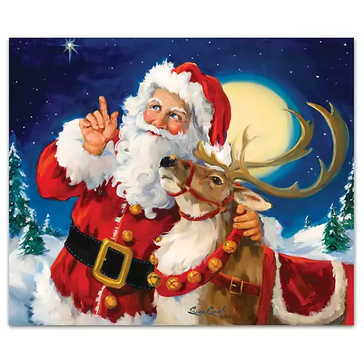 New Santa's Lead Reindeer Canvas Art Print Christmas Art & Wall Decor