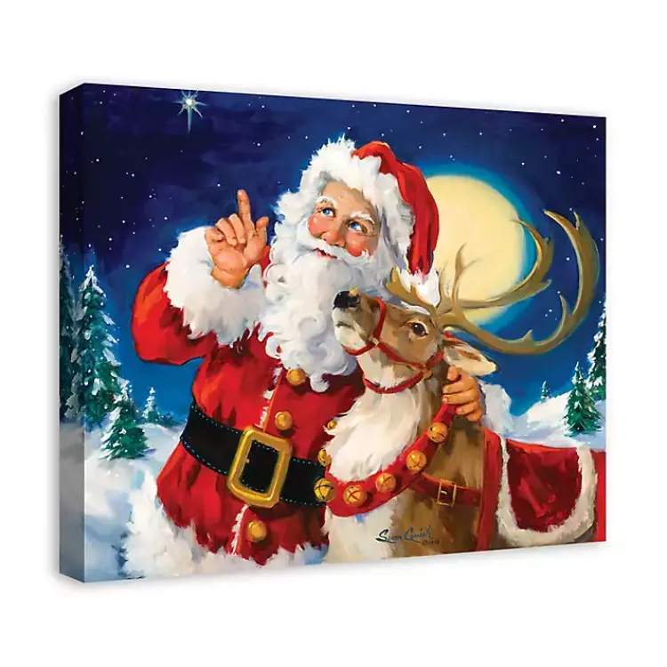New Santa's Lead Reindeer Canvas Art Print Christmas Art & Wall Decor