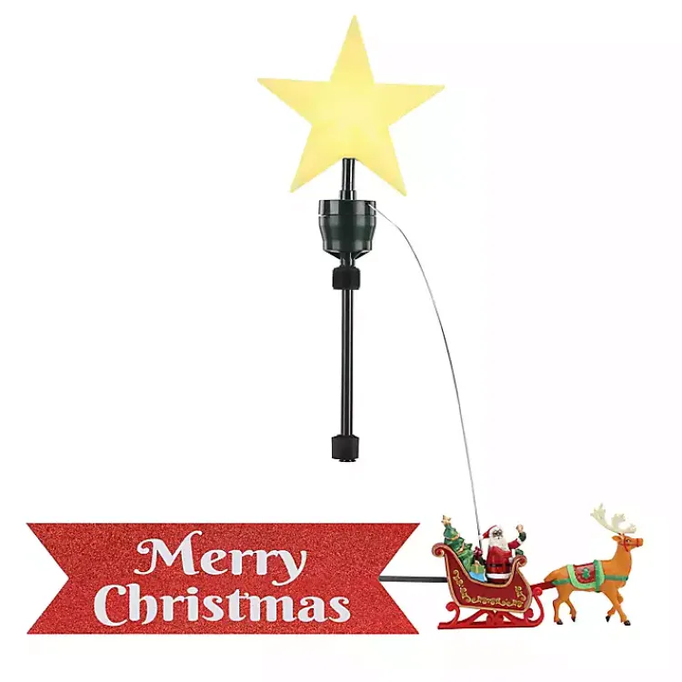 Discount Santa's Sleigh Animated Pre-Lit Tree Topper Christmas Tree Decorations
