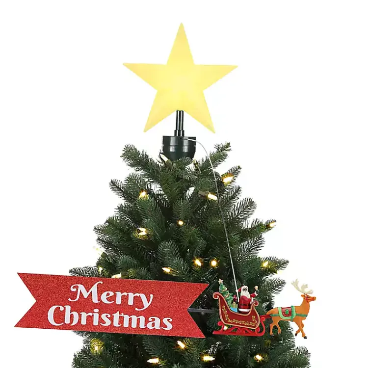 Discount Santa's Sleigh Animated Pre-Lit Tree Topper Christmas Tree Decorations