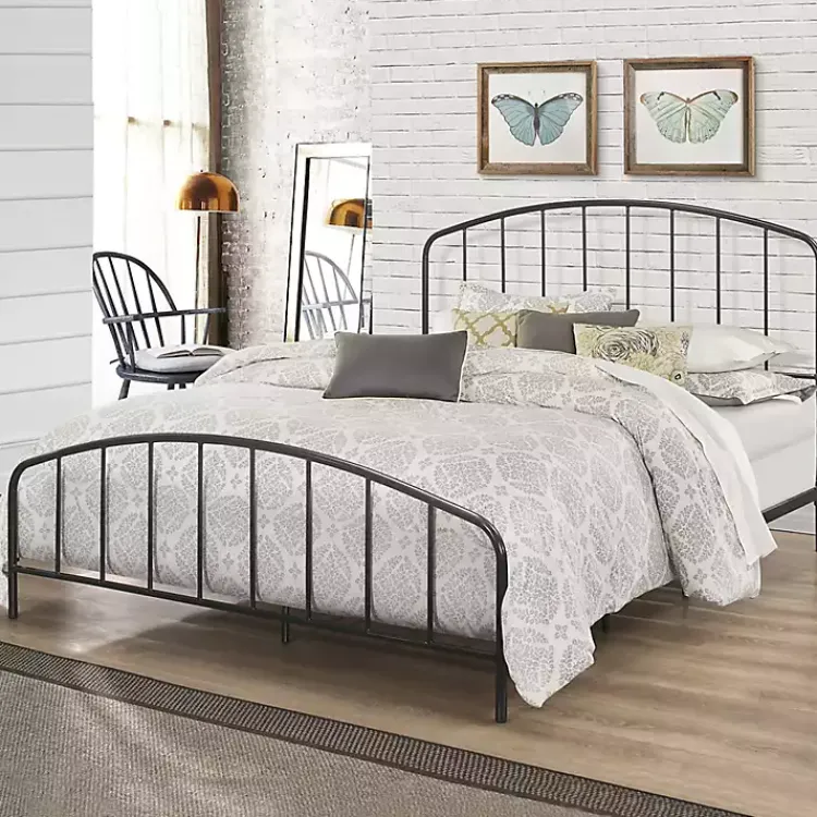 Kirklands Home Beds & Headboards|Satin Metal Spindle Queen Headboard Set Black