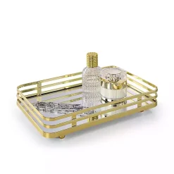 Kirklands Home Bathroom Accessories|Satin Mirrored Vanity Tray Gold