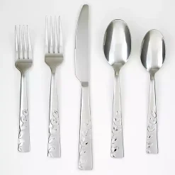 Kirklands Home Flatware & Cutlery|Satin Sand Blossom 20-pc. Flatware Set Silver