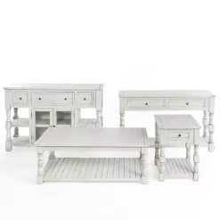 Kirklands Home Accent & End Tables|Savannah Cream Distressed Side Table Ivory