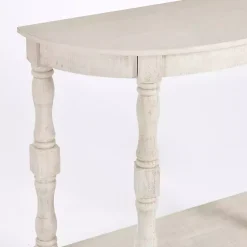 Kirklands Home Console Tables|Savannah Cream Distressed Half Moon Console Table White