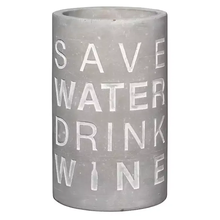 Kirklands Home Barware|Save Water Drink Wine Concrete Wine Bottle Cooler Gray