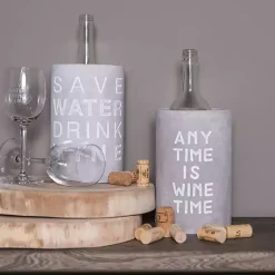 Kirklands Home Barware|Save Water Drink Wine Concrete Wine Bottle Cooler Gray
