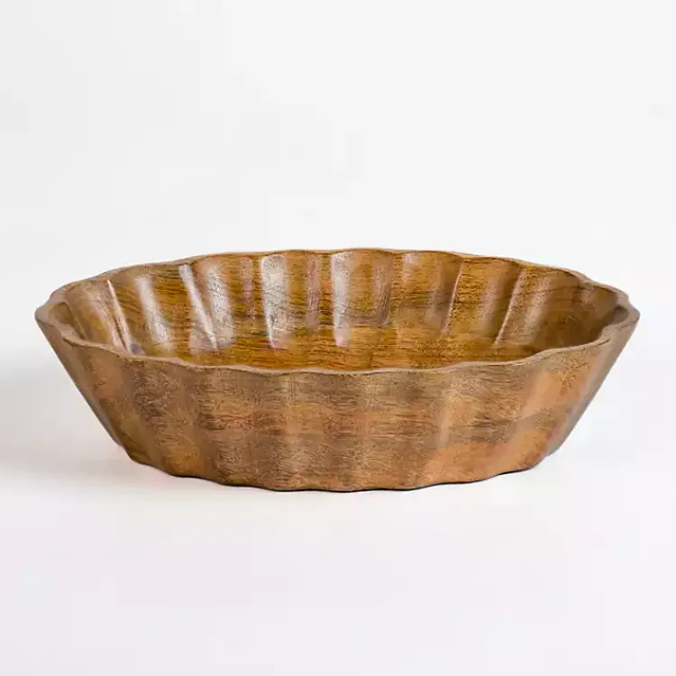Kirklands Home Serving & Entertaining|Scalloped Mango Wood Serving Bowl, 13 in. Brown