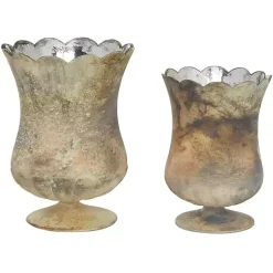 Discount Scalloped Rustic Glass Cup Vases, Set of 2 Vases