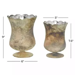 Discount Scalloped Rustic Glass Cup Vases, Set of 2 Vases